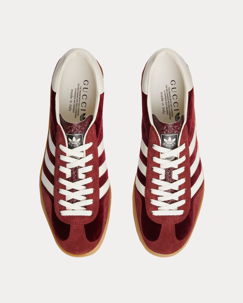 Adidas x Gucci Gazelle Burgundy Velvet Low Top Sneakers - 2