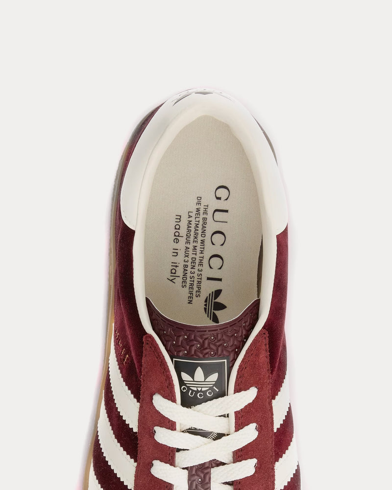 Adidas x Gucci Gazelle Burgundy Velvet Low Top Sneakers - 4