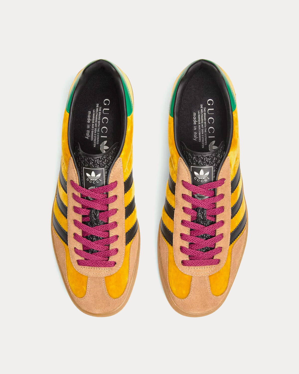 Adidas x Gucci Gazelle Yellow velvet with Beige Suede Low Top Sneakers - 2