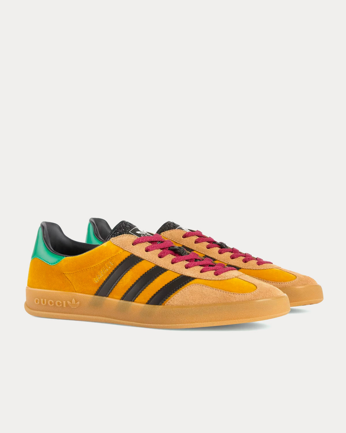 Adidas x Gucci Gazelle Yellow velvet with Beige Suede Low Top Sneakers - 3