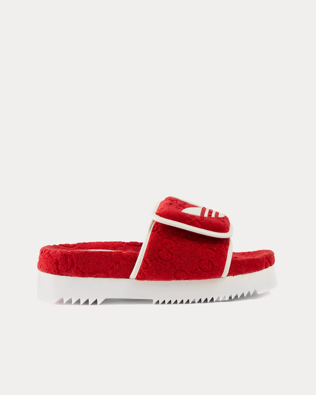 Adidas x Gucci GG Platform Red Cotton Sponge Sandals - 1