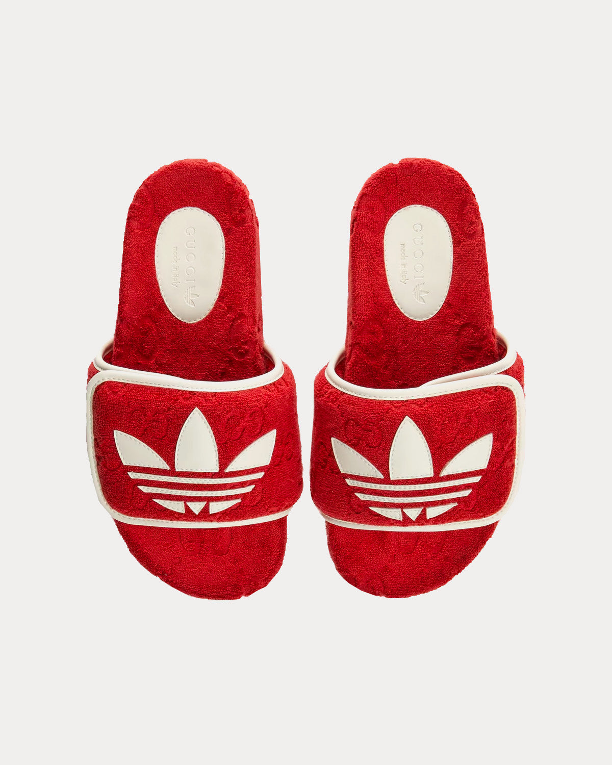 Adidas x Gucci GG Platform Red Cotton Sponge Sandals - 2