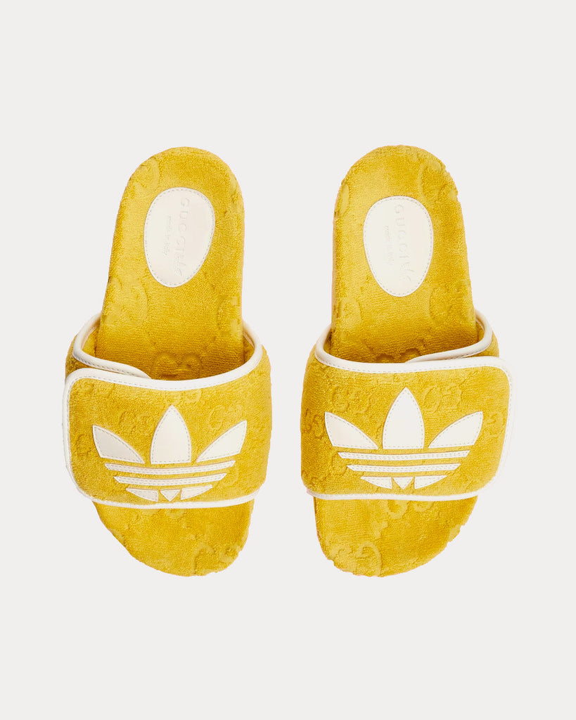 Adidas x Gucci GG Platform Yellow Cotton Sponge Sandals - Sneak in