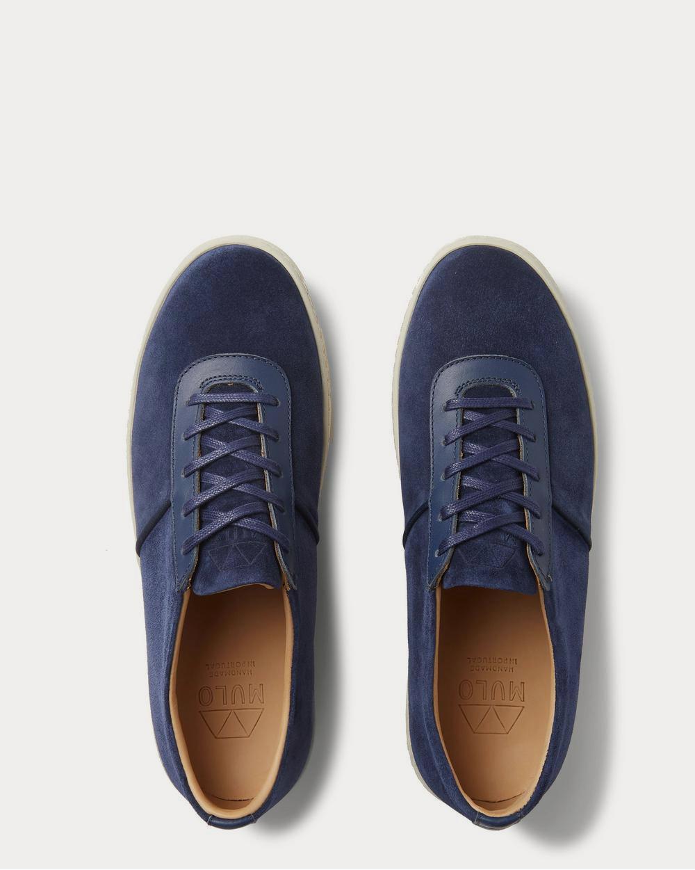 Mulo Leather-Trimmed Suede  Navy low top sneakers - 6