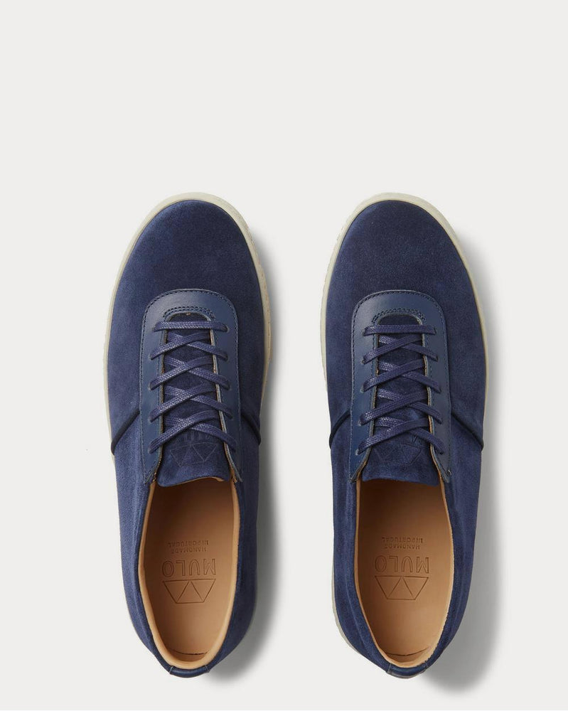 Mulo Leather-Trimmed Suede  Navy low top sneakers - 6