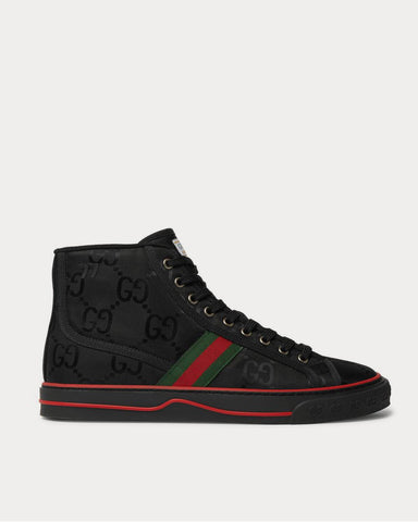 Gucci Off the Grid Webbing-Trimmed Monogrammed ECONYL Canvas High-Top  Black high top sneakers