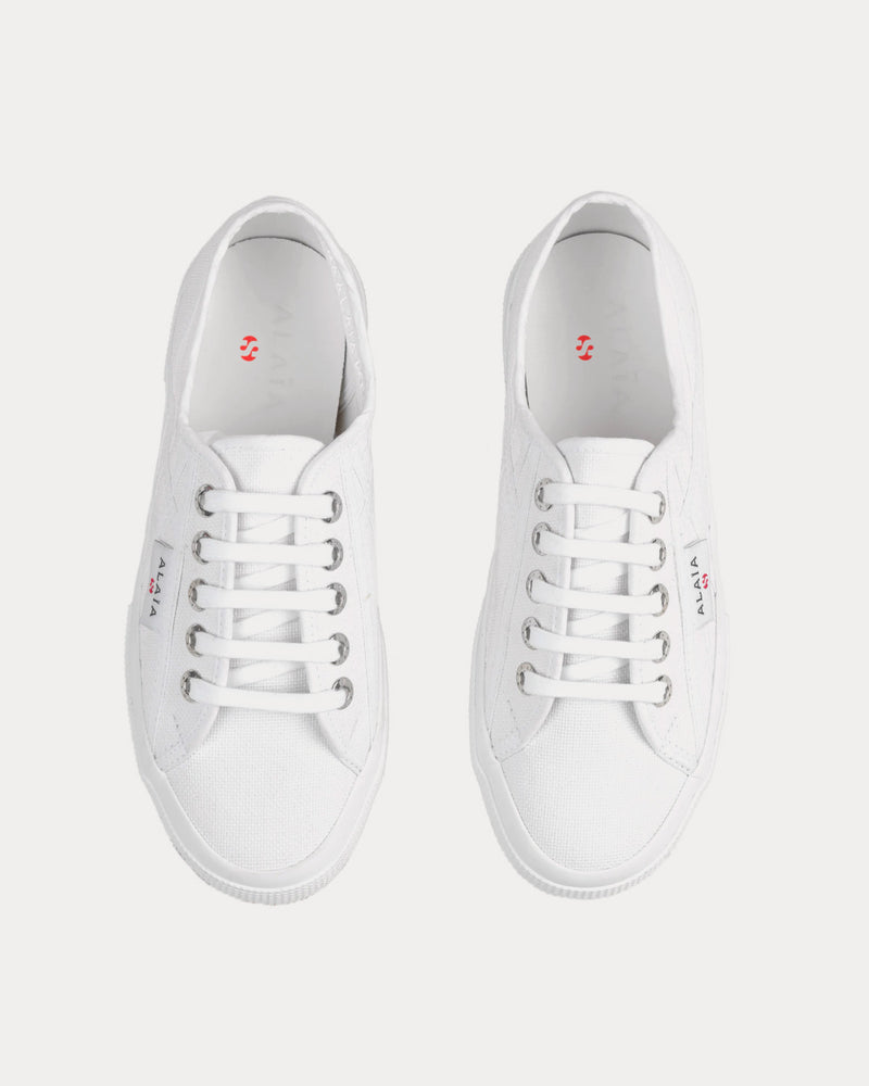 Alaïa x Superga Leather White Low Top Sneakers - 2