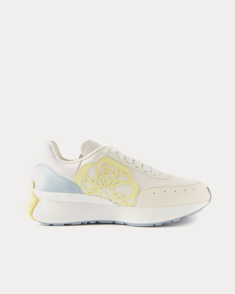 Alexander McQueen Sprint Runner White / Yellow / Spring Blue Low Top Sneakers - 1