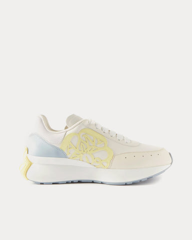 Alexander McQueen Sprint Runner White / Yellow / Spring Blue Low Top Sneakers