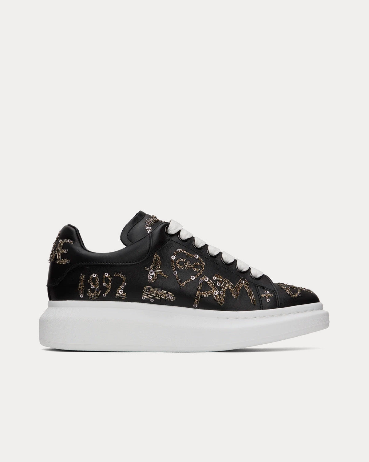 Alexander McQueen Oversized Tree Graffiti Black / Silver Low Top Sneakers - 1