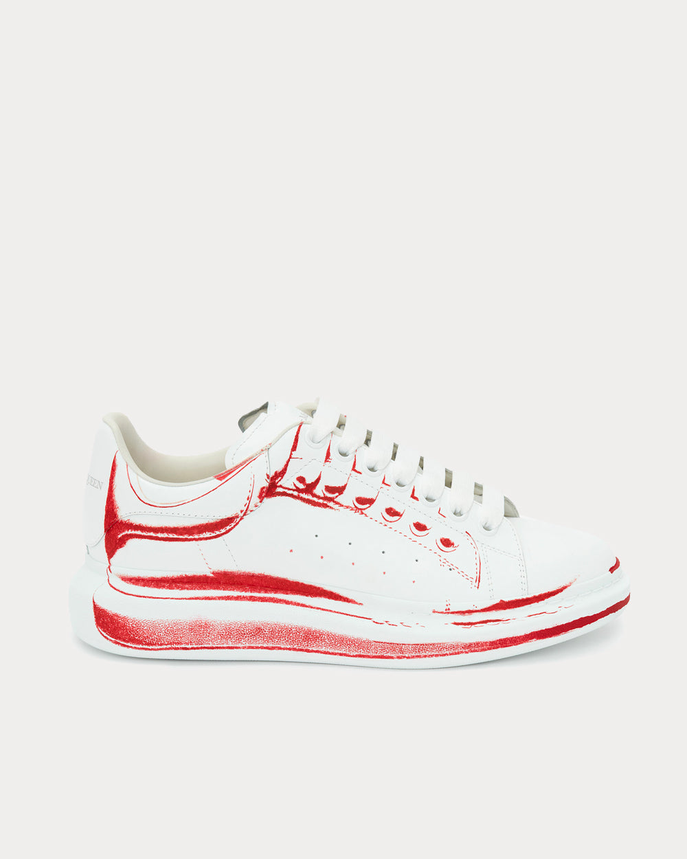 Alexander McQueen Oversized Optic White / Lust Red Low Top Sneakers - 1