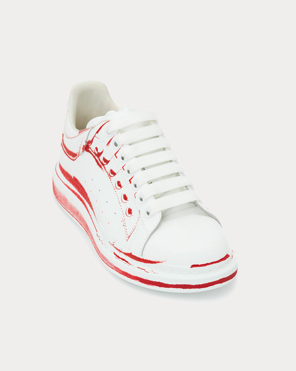 Alexander McQueen Oversized Optic White / Lust Red Low Top Sneakers - 2