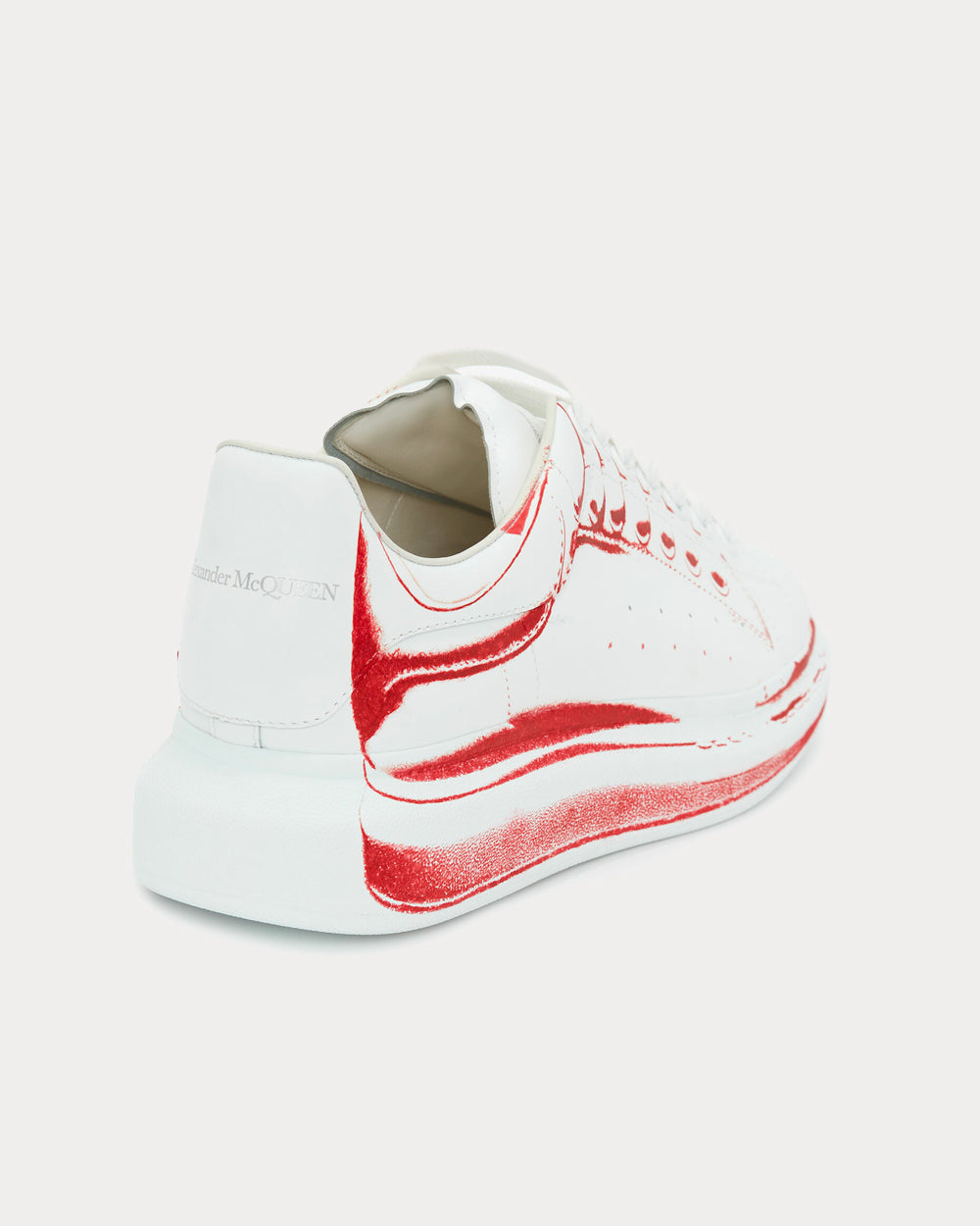 Alexander McQueen Oversized Optic White / Lust Red Low Top Sneakers - 3