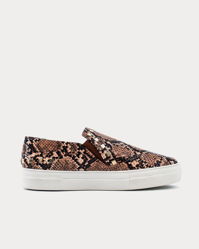 Allkind Hayley Stud Detail Vegan Brown Slip On Sneakers - 1