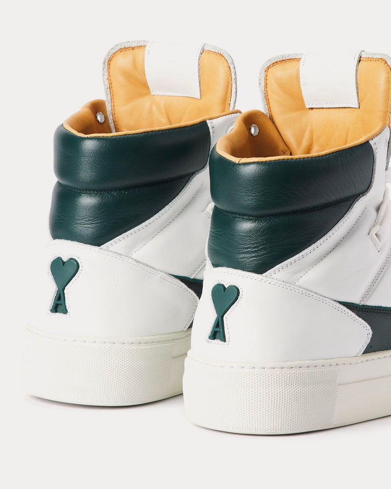 AMI Ami De Coeur White / Green Mid Top Sneakers - 3