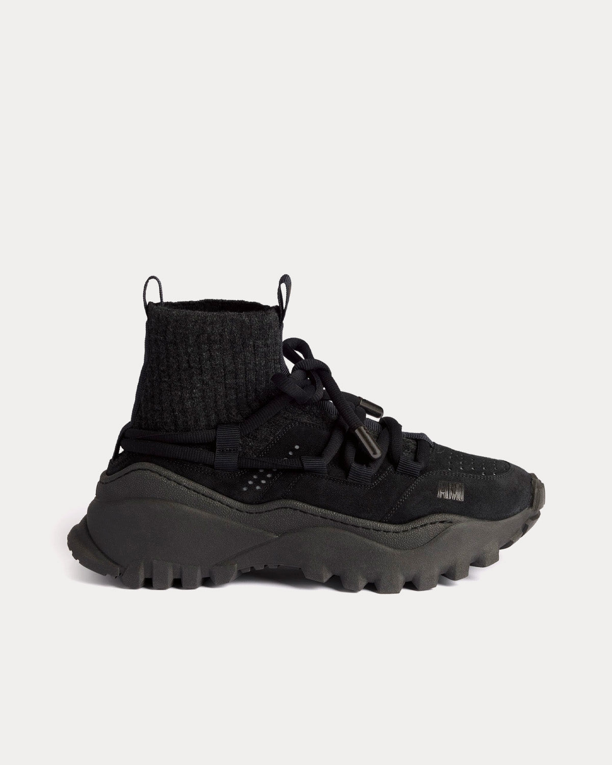 AMI Otto Black Mid Top Sneakers - 1