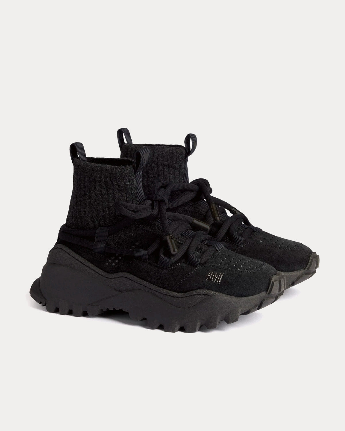 AMI Otto Black Mid Top Sneakers - 3