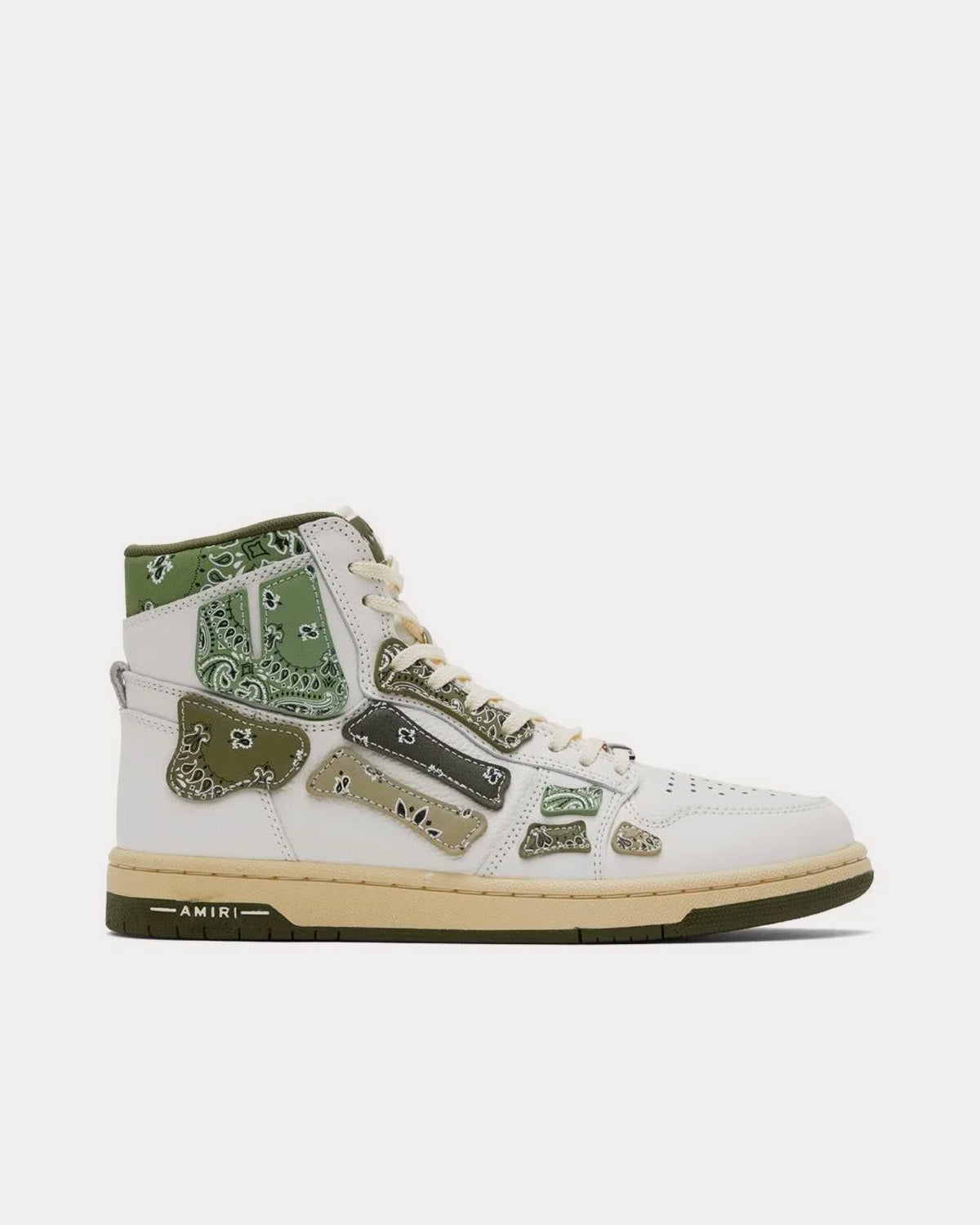 AMIRI Skel-Top Hi Bandana White / Olive High Top Sneakers - Sneak 