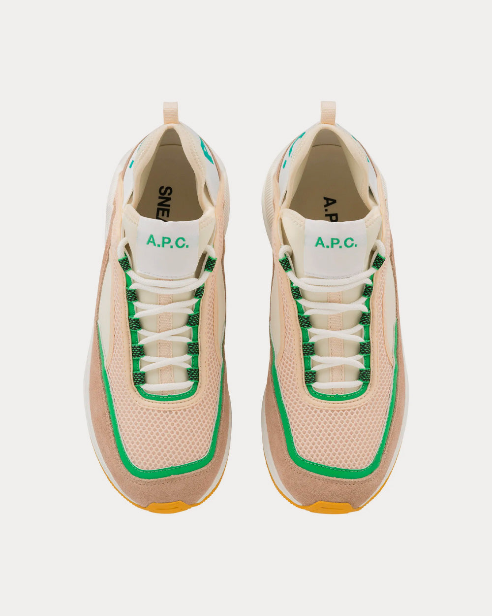 A.P.C. Run Around Beige / Green Low Top Sneakers - 2