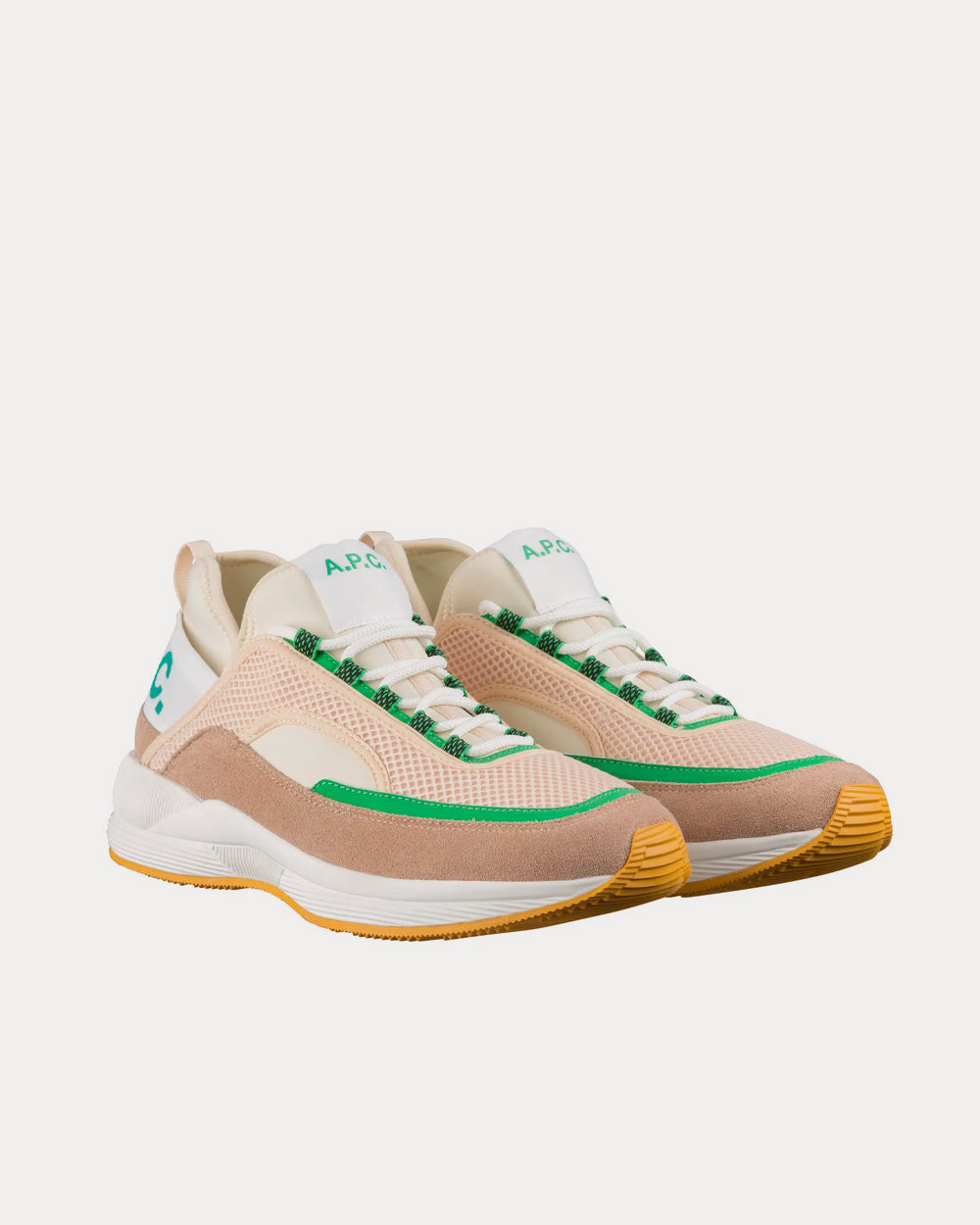 A.P.C. Run Around Beige / Green Low Top Sneakers - 3