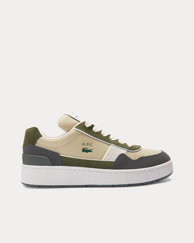 A.P.C. x Lacoste Ace Khaki / Off White Low Top Sneakers