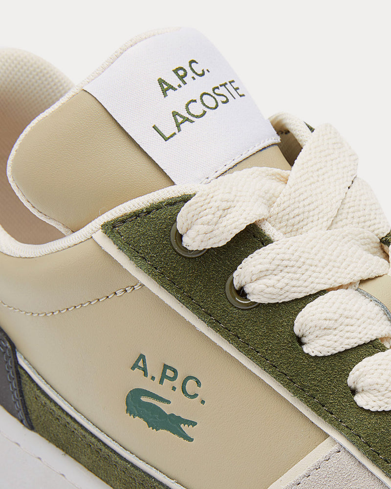 A.P.C. x Lacoste Ace Khaki / Off White Low Top Sneakers - 5