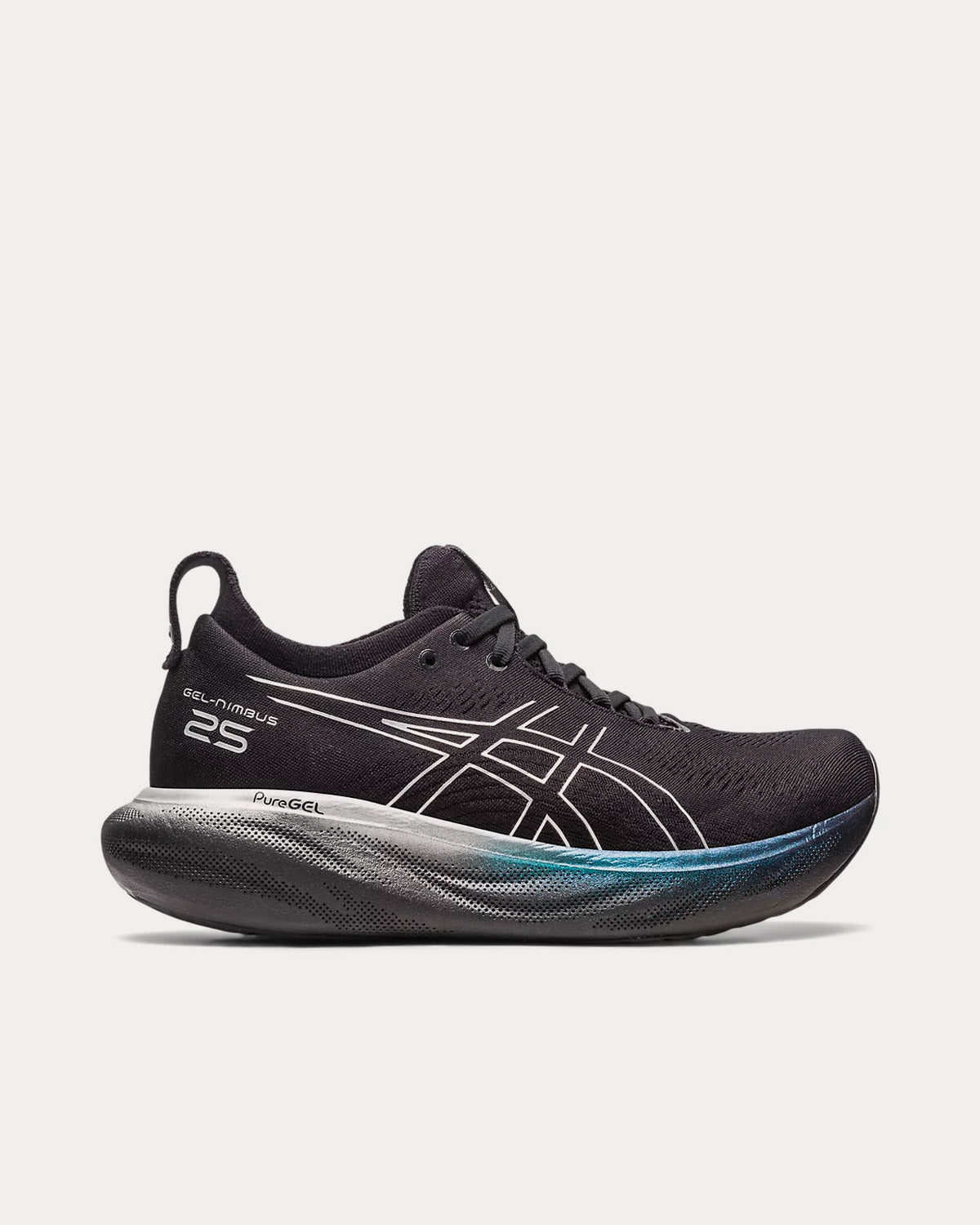 Asics Gel-Nimbus 25 Platinum Black / Pure Silver Running Shoes - 1