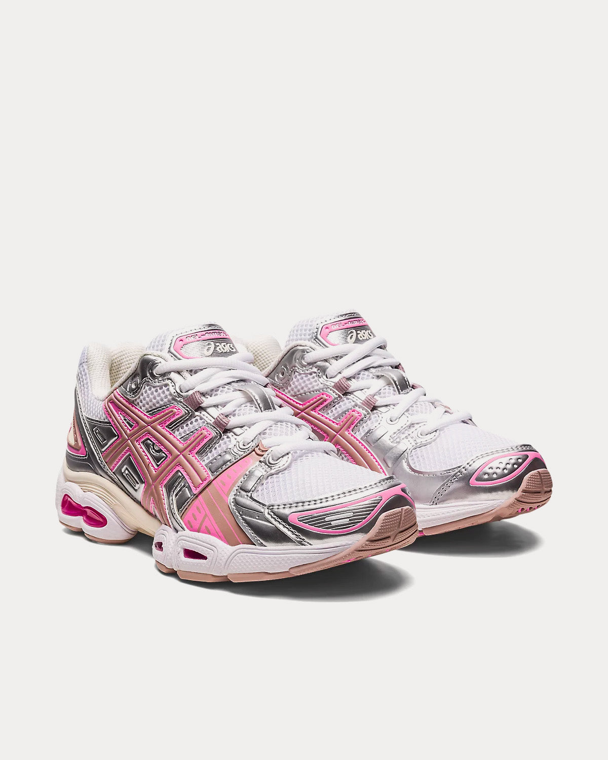 Asics Gel-Nimbus 9 White / Pure Silver / Pink Low Top Sneakers - 3