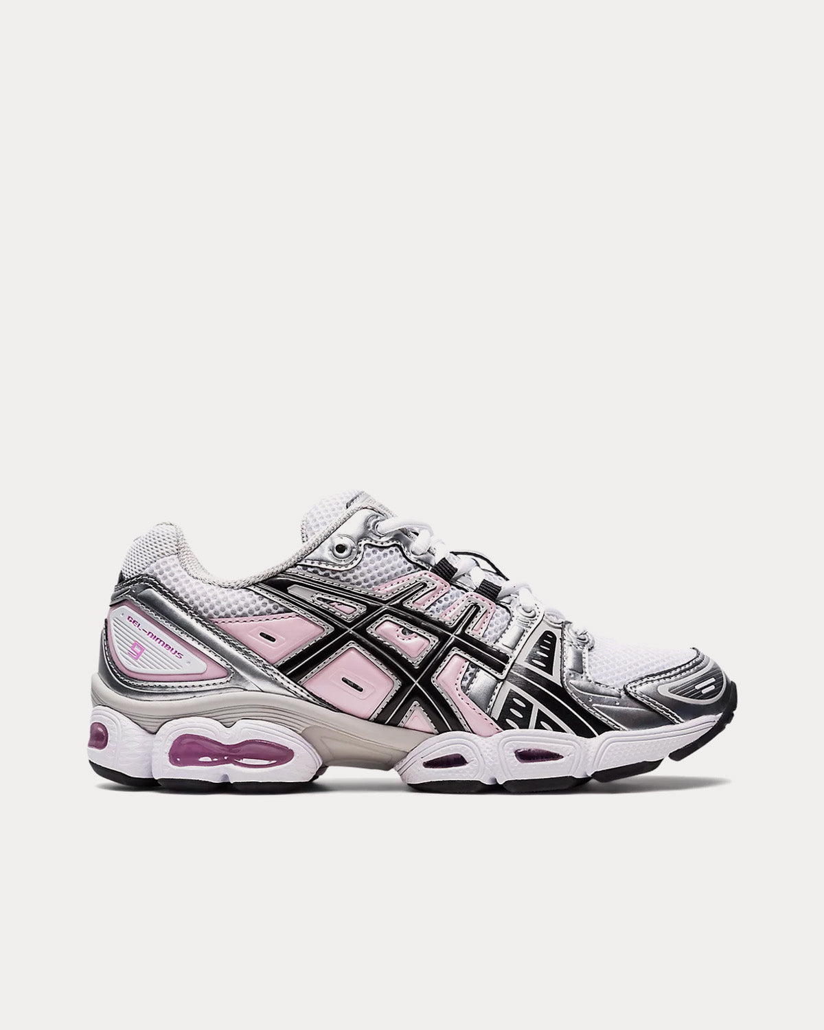 Asics Gel-Nimbus 9 White / Black / Purple Low Top Sneakers - 1