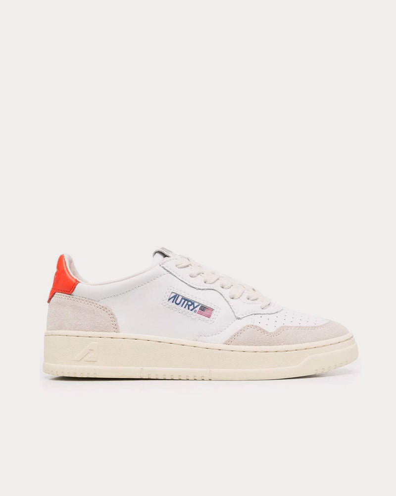 Autry Logo Patch White / Orange Low Top Sneakers - 1