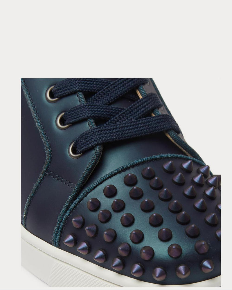 Christian Louboutin Louis Junior Spikes Cap-Toe Iridescent Leather  Blue low top sneakers - 5