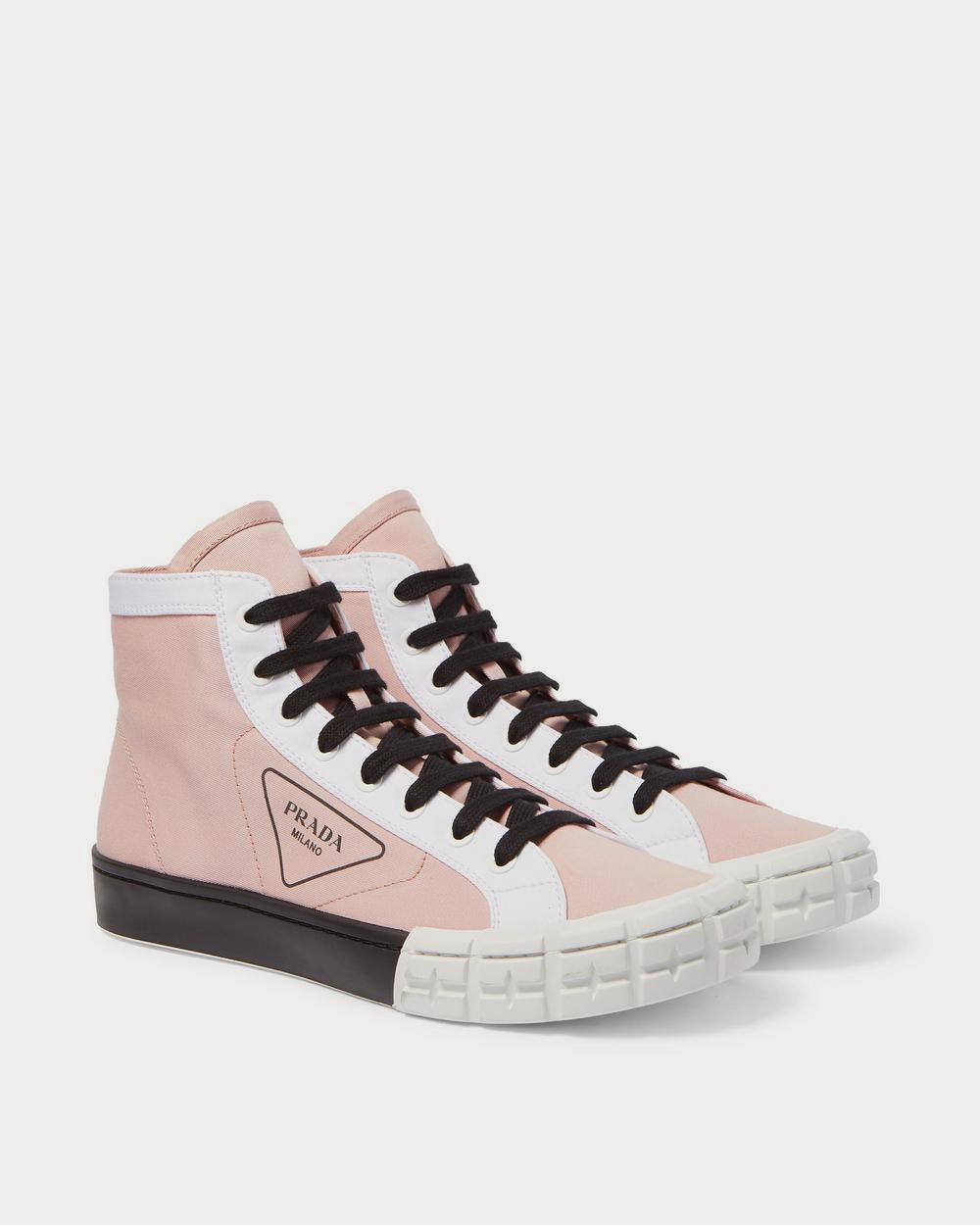 Prada Logo-Print Canvas High-Top  Pink high top sneakers - 2