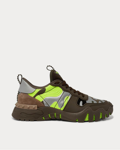 Valentino Rockrunner Plus Rubber, Suede and Canvas  Green low top sneakers