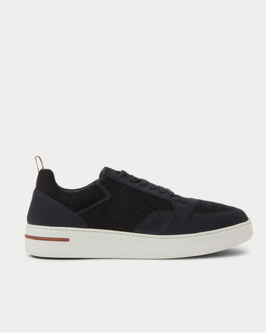 Loro Piana Newport Walk Nubuck and Cashmere  Dark gray low top sneakers