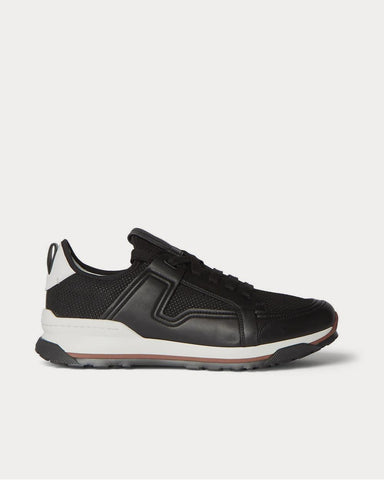 Ermenegildo Zegna Siracusa Leather and Mesh  Black low top sneakers