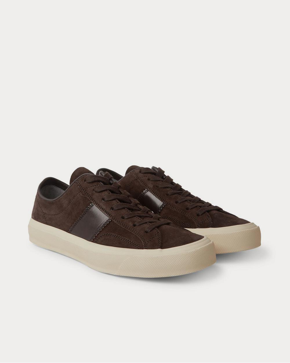 Tom Ford Cambridge Leather-Trimmed Suede  Dark brown low top sneakers - 2