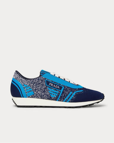 Prada Milano 70 Stretch-Knit  Blue low top sneakers