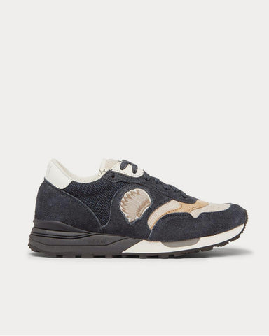 Visvim Roland Leather-Trimmed Suede and Canvas  Navy low top sneakers