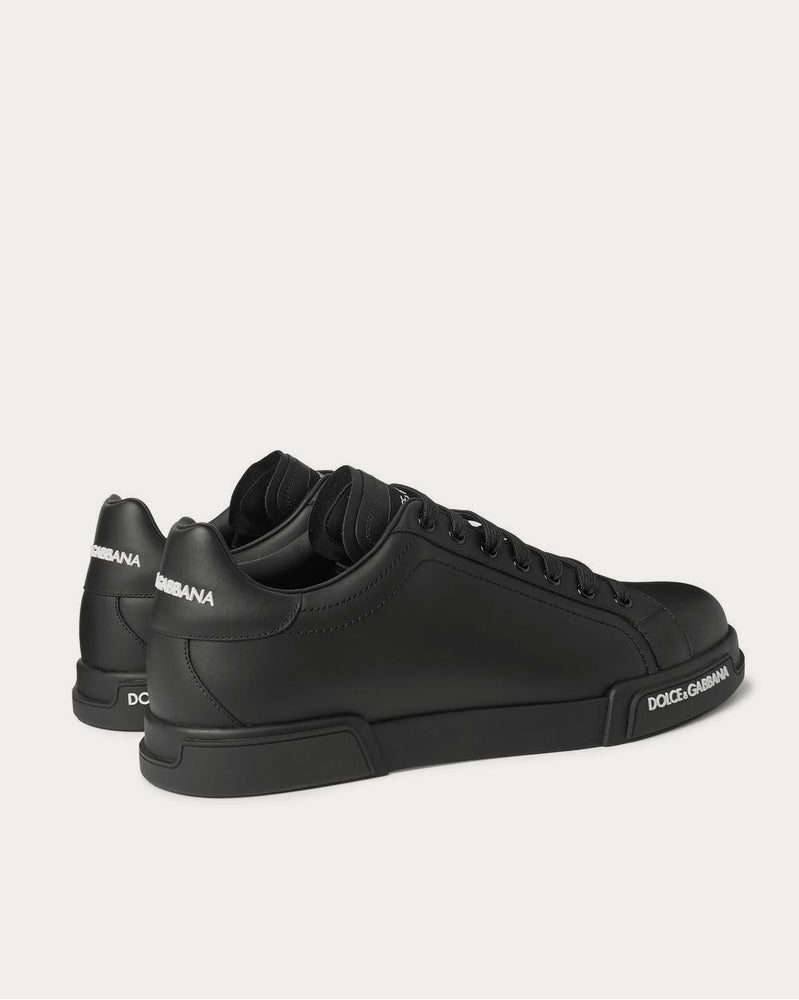 Dolce & Gabbana Logo-Appliquéd Rubber-Trimmed Leather  Black low top sneakers - 3