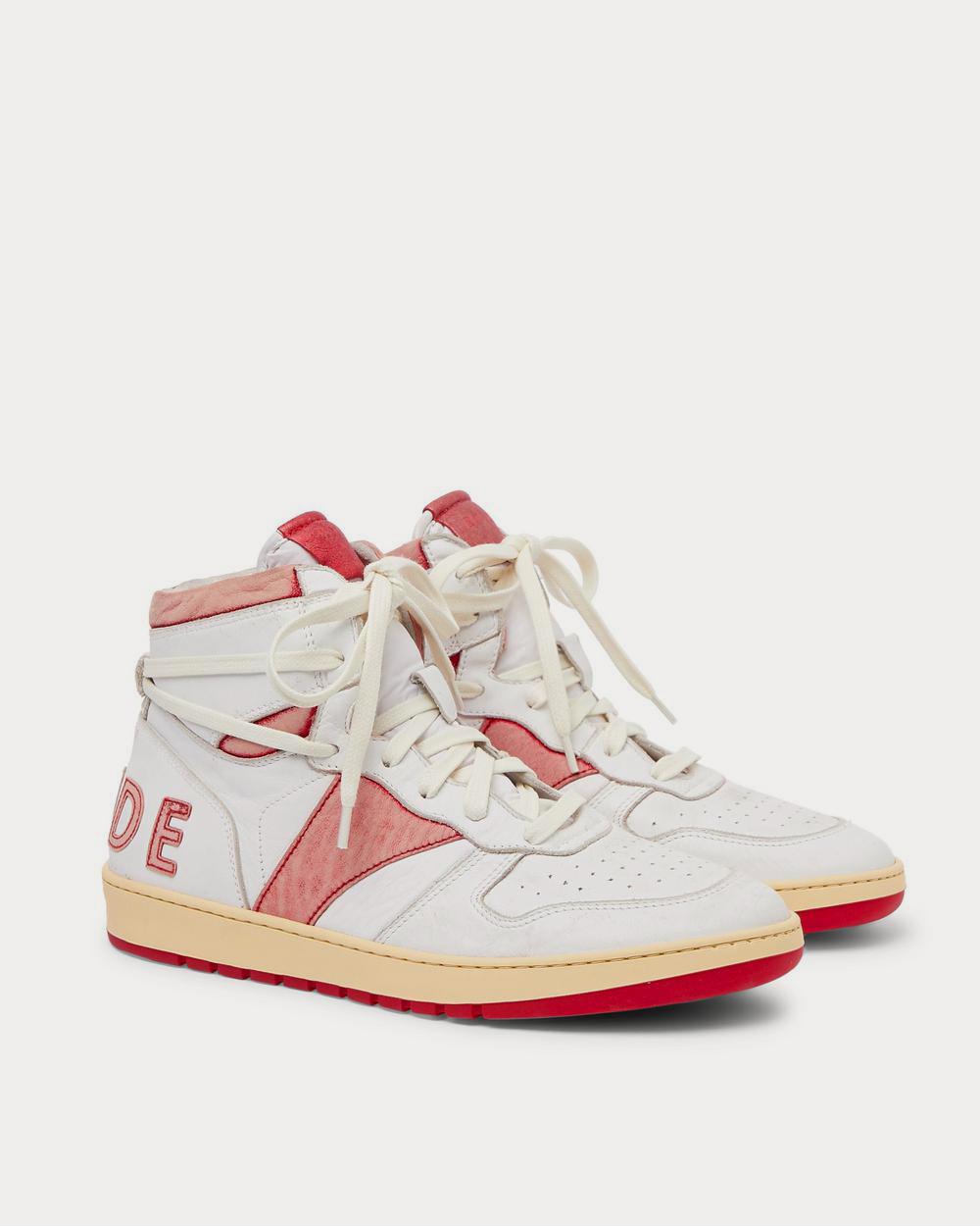 Rhude Rhecess Distressed Leather High-Top  Red high top sneakers - 2