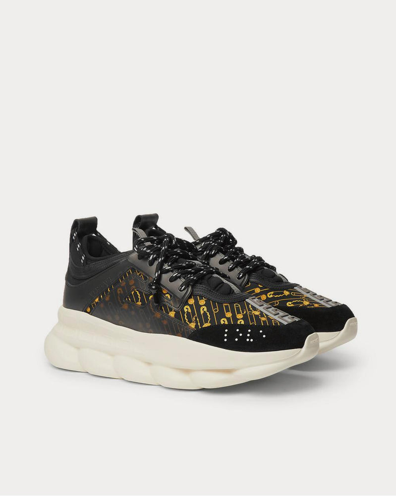 Versace Chain Reaction Panelled Shell, Rubber and Suede  Black low top sneakers - 2