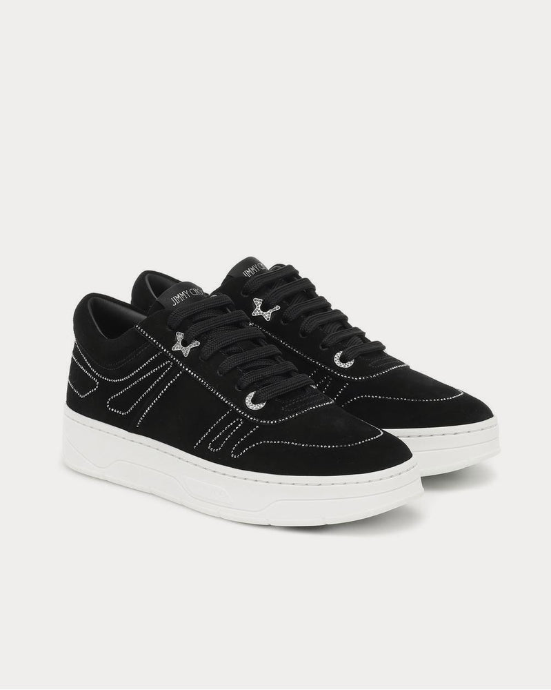 Jimmy Choo Hawaii/F embellished suede Black Low Top Sneakers - 2