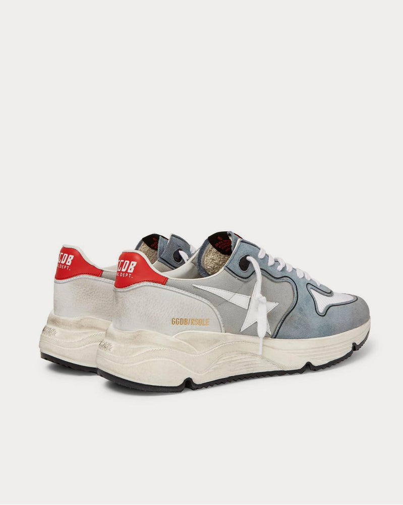 Golden Goose Running Sole Leather-Trimmed Distressed Suede, Canvas, Nubuck and Mesh  Gray low top sneakers - 4