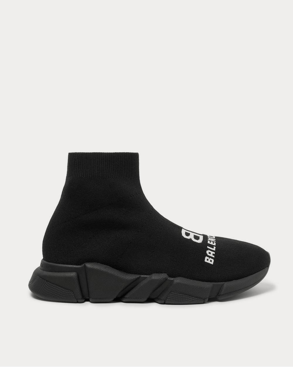 Balenciaga Speed Sock Logo Print Stretch Knit Slip On Black high top sneakers Sneak in Peace