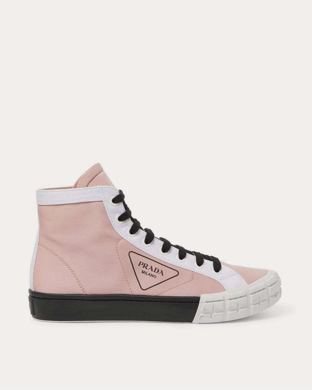 Prada Logo-Print Canvas High-Top  Pink high top sneakers - 1