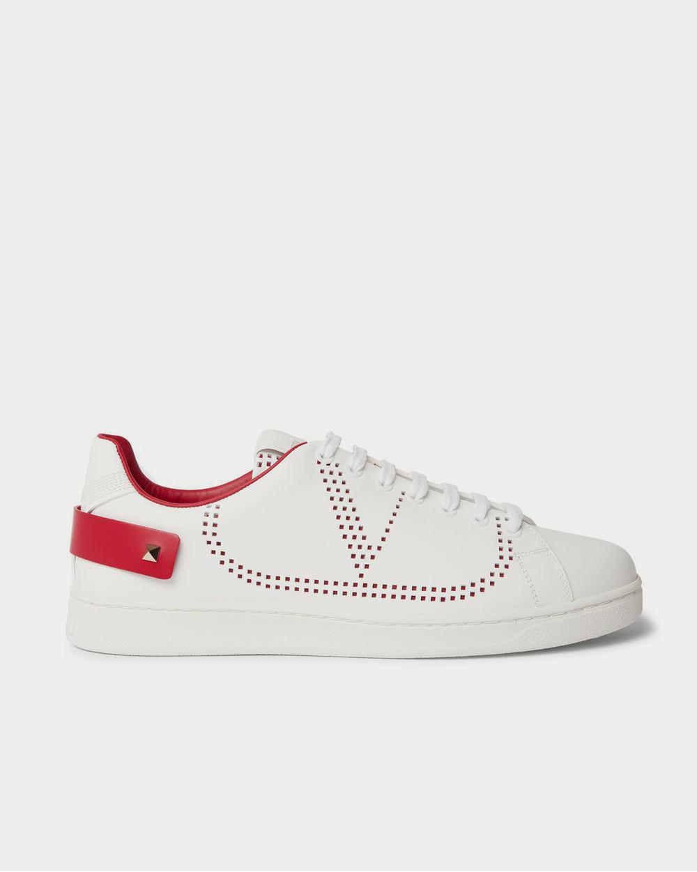 Valentino Backnet Perforated Leather  White low top sneakers - 1