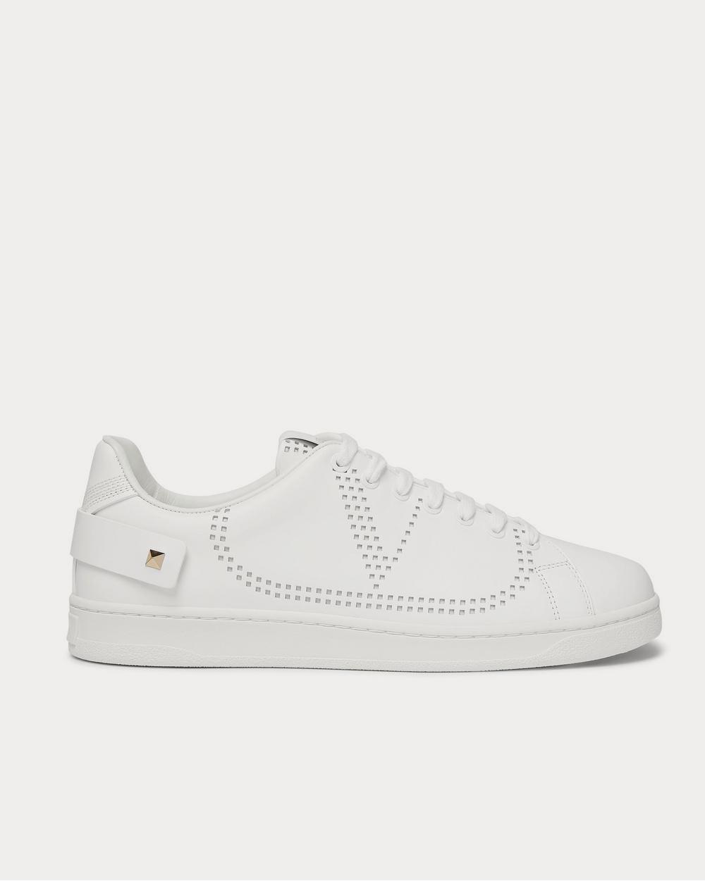 Valentino Backnet Perforated Leather  White low top sneakers - 1