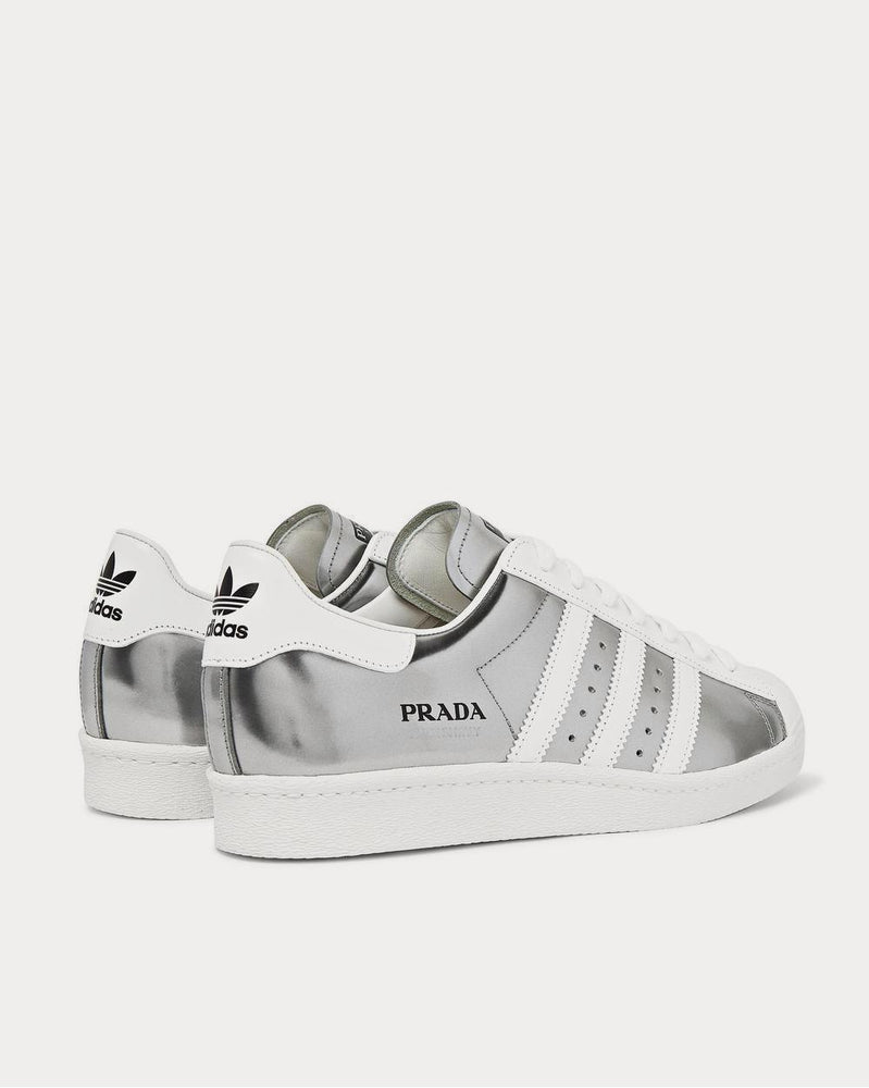 Adidas x Prada 450 Metallic Leather  Silver low top sneakers - 4