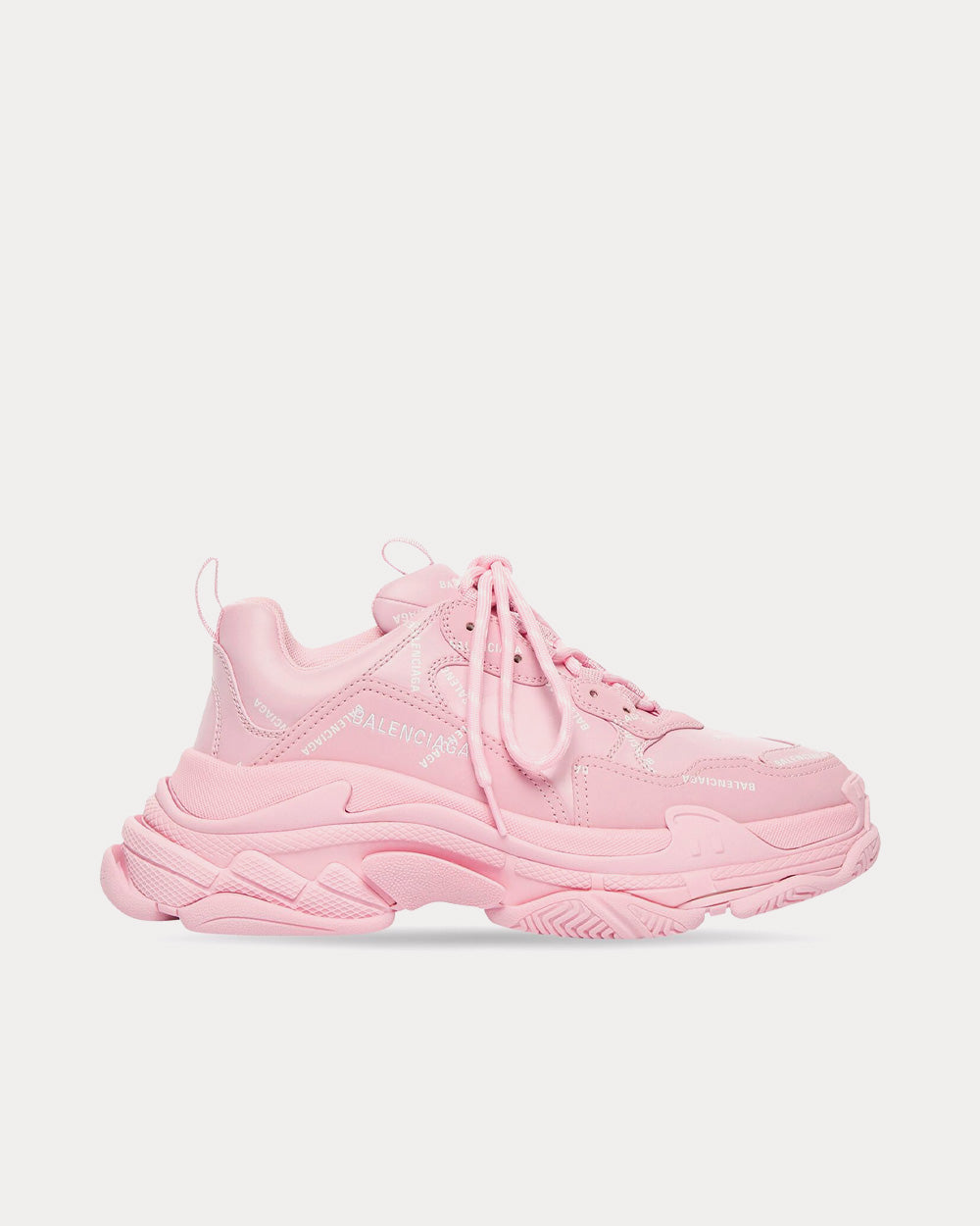 Triple S Allover Logo Double Foam & Mesh Pink / White Low Top Sneakers