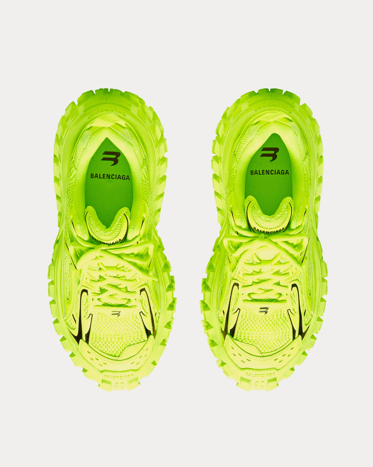 Balenciaga Bouncer Mesh & Nylon Neon Yellow Low Top Sneakers - 2